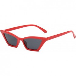 Oversized Small Cat Eye Sunglasses Vintage Square Shade Women Eyewear B2291 - Red/Smoke - C4180M2K5GG $9.94