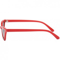 Oversized Small Cat Eye Sunglasses Vintage Square Shade Women Eyewear B2291 - Red/Smoke - C4180M2K5GG $9.94