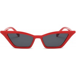 Oversized Small Cat Eye Sunglasses Vintage Square Shade Women Eyewear B2291 - Red/Smoke - C4180M2K5GG $9.94