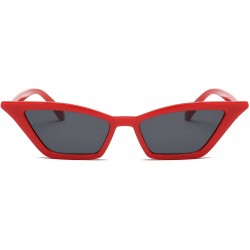 Oversized Small Cat Eye Sunglasses Vintage Square Shade Women Eyewear B2291 - Red/Smoke - C4180M2K5GG $9.94