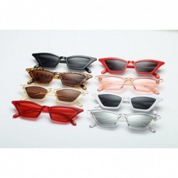 Oversized Small Cat Eye Sunglasses Vintage Square Shade Women Eyewear B2291 - Red/Smoke - C4180M2K5GG $9.94