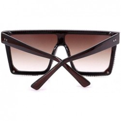 Semi-rimless Rhinestone Oversize Shield Visor Sunglasses Flat Top Mirrored Mono Lens - Brown Lens/Gold Diamond - CA19DAL6LH6 ...
