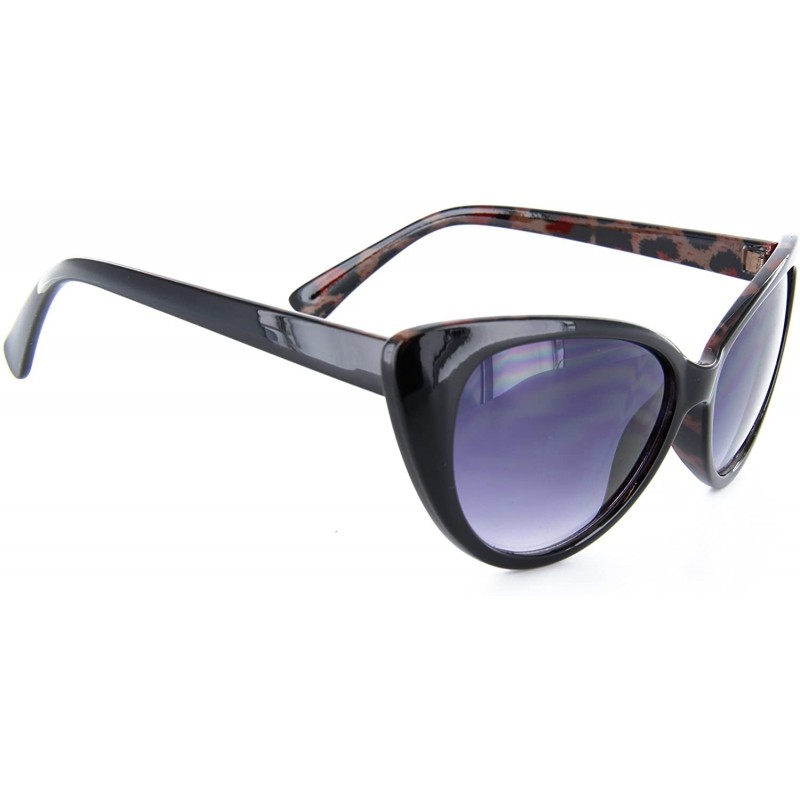 Wrap CatEye Women Sunglasses Gift Box Retro Horn Rimmed Eye Frame - Black - C217YCETW3T $8.57