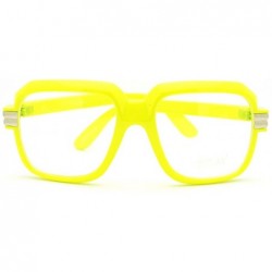 Oversized Oversized Square Clear Lens Glasses Hip Hop Party Fashion Eyewear - Yellow - CD11FTVTZW1 $11.99