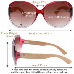 Wayfarer Real Bamboo Wooden Arms Round Frame UV400 Oversize Sunglasses for Men or Women-6101 - Demi Frame- Colorful Arms - C0...