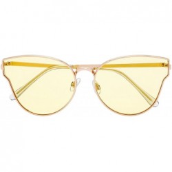 Cat Eye Fashion Designer Cat eye Women Sunglasses Oversized Flat Tinted Lens Gift Box - 2-gold - C018C75DTKC $28.06