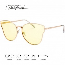 Cat Eye Fashion Designer Cat eye Women Sunglasses Oversized Flat Tinted Lens Gift Box - 2-gold - C018C75DTKC $11.66