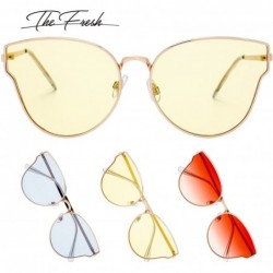 Cat Eye Fashion Designer Cat eye Women Sunglasses Oversized Flat Tinted Lens Gift Box - 2-gold - C018C75DTKC $11.66