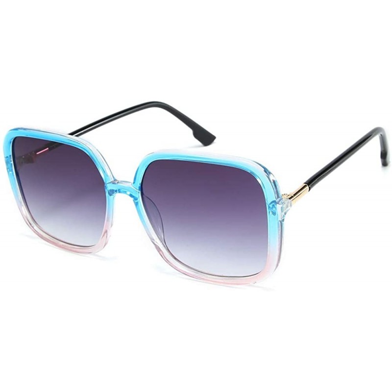 Oversized Women Fashion Street Photography Trend Sunglasses for Girls Selfy Sun Glasses 083 - Bluepink - C918AN2X4OO $9.91