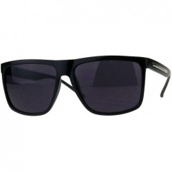 Square Mens Stylish Sunglasses Classic Square Frame Black Silver UV 400 - Matte Black - CL18IIEQARN $20.34
