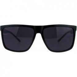 Square Mens Stylish Sunglasses Classic Square Frame Black Silver UV 400 - Matte Black - CL18IIEQARN $11.89