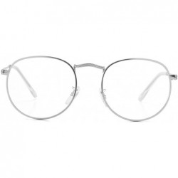 Aviator Round Clear Lens Glasses Circle Metal Frame Non-Prescription Eyeglasses for Men Women - A2 Sliver - C7188S49WK7 $13.85