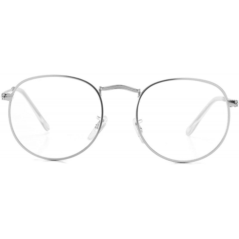 Aviator Round Clear Lens Glasses Circle Metal Frame Non-Prescription Eyeglasses for Men Women - A2 Sliver - C7188S49WK7 $13.85