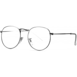 Aviator Round Clear Lens Glasses Circle Metal Frame Non-Prescription Eyeglasses for Men Women - A2 Sliver - C7188S49WK7 $13.85