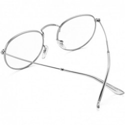 Aviator Round Clear Lens Glasses Circle Metal Frame Non-Prescription Eyeglasses for Men Women - A2 Sliver - C7188S49WK7 $13.85
