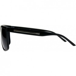 Square Mens Stylish Sunglasses Classic Square Frame Black Silver UV 400 - Matte Black - CL18IIEQARN $11.89