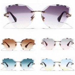 Oval Retro Personalized Metal Frame Progressive Colored Lens Cat Eye BorderlColorful Crystal Texture Sunglasses - C7198AIU88X...