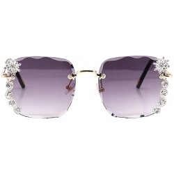 Square Women Luxury Diamond Rhinestone Sunglasses Novelty Oversized Square Shades - Gold Frame/Black Lens - CC19CINCIRA $13.44