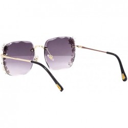 Square Women Luxury Diamond Rhinestone Sunglasses Novelty Oversized Square Shades - Gold Frame/Black Lens - CC19CINCIRA $13.44