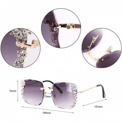 Square Women Luxury Diamond Rhinestone Sunglasses Novelty Oversized Square Shades - Gold Frame/Black Lens - CC19CINCIRA $13.44