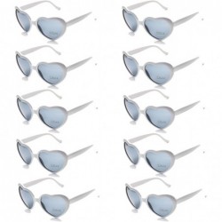 Cat Eye 10 Pack Heart Shaped Sunglasses for Women Party Favors Eyewear Multiple Choice - White - CO18EOATL40 $31.52