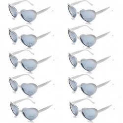 Cat Eye 10 Pack Heart Shaped Sunglasses for Women Party Favors Eyewear Multiple Choice - White - CO18EOATL40 $17.60