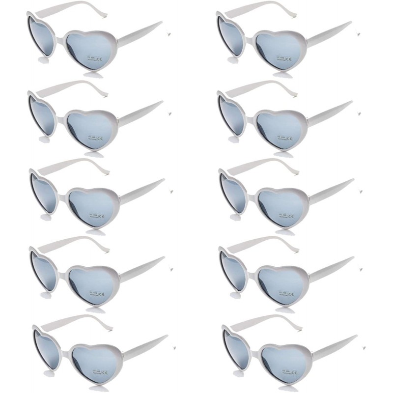 Cat Eye 10 Pack Heart Shaped Sunglasses for Women Party Favors Eyewear Multiple Choice - White - CO18EOATL40 $17.60