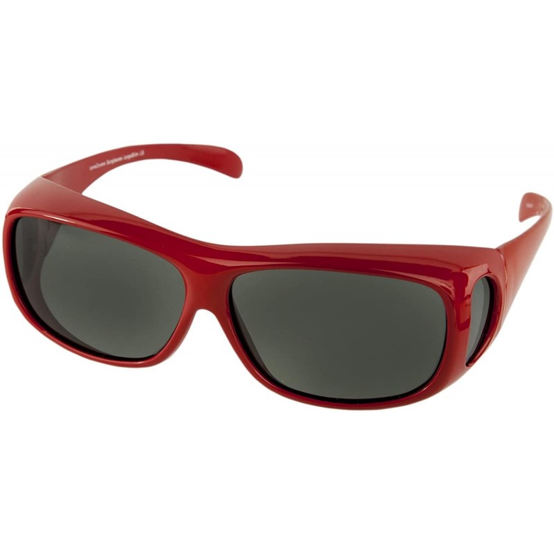 Wrap Sunglasses Wear Over Prescription Glasses-Large Slim - Polarized - Red - CE11LPTTNYL $14.96