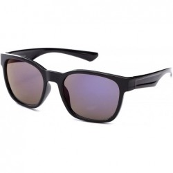 Round "Commander" Fashion Round Sunglasses with Temple Design UV 400 Protection - Black/Purple - C112N9M5WKS $17.76