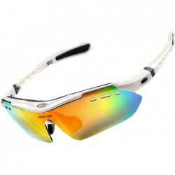Sport Polarized Sunglasses Interchangeable Cycling Baseball - White - CD184KEHRNU $54.83