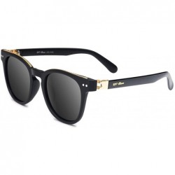 Wayfarer Polarized Sunglasses Protection Oversized - Round Black2 - CM189T56L76 $36.24