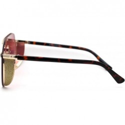 Shield Flat Top Shield Large Racer Exposed Lens Metal Sunglasses - Gold Tortoise Burgundy - C8193GTK3YD $10.82