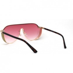 Shield Flat Top Shield Large Racer Exposed Lens Metal Sunglasses - Gold Tortoise Burgundy - C8193GTK3YD $10.82