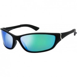 Wrap Sports Line Light Weight Reflective Lens Biker Shades - Black-bluegreen - CK18YXZRCS2 $10.60