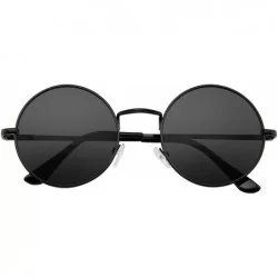 Round Round Sunglasses Vintage Mirror Lens New Mens Womens Round Hippie Sunglasses for Men Women - Black - C0199NK9ZW6 $18.82