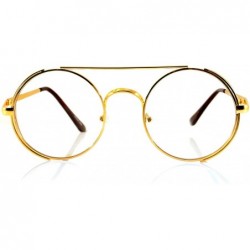 Shield Steampunk Fused Metal Side Shield Round Clear Glasses Sunglasses A115 A132 - (Clear) Gold - CQ180RTLG4X $16.14