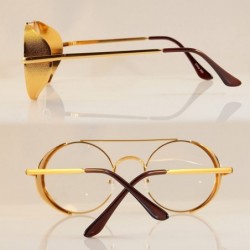 Shield Steampunk Fused Metal Side Shield Round Clear Glasses Sunglasses A115 A132 - (Clear) Gold - CQ180RTLG4X $16.14