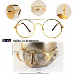 Shield Steampunk Fused Metal Side Shield Round Clear Glasses Sunglasses A115 A132 - (Clear) Gold - CQ180RTLG4X $16.14