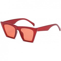 Cat Eye Fashion Square Cat Eye Sunglasses Women Vintage Small Cateye Trendy Sunglasses - Red - C5199A8KMD9 $13.18