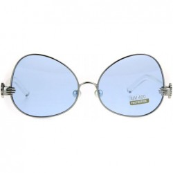 Butterfly Pearl Nose Pad Clown Hand Hinge Drop Temple Swan Sunglasses - Silver Blue - CU184YCM9HE $15.16