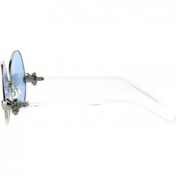 Butterfly Pearl Nose Pad Clown Hand Hinge Drop Temple Swan Sunglasses - Silver Blue - CU184YCM9HE $15.16