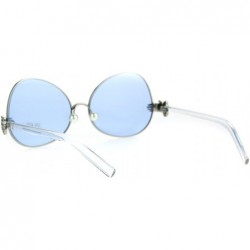 Butterfly Pearl Nose Pad Clown Hand Hinge Drop Temple Swan Sunglasses - Silver Blue - CU184YCM9HE $15.16