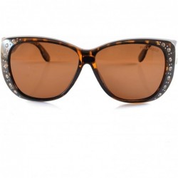 Butterfly Ladies Oversize Bling Polarized OTG Fit Over Quilted Arm Sunglasses P023 - Tortoise Brown - CZ18L3LTAYK $15.49