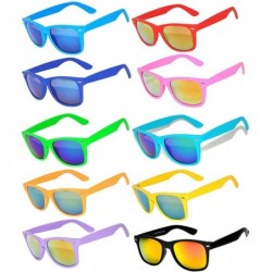 Wayfarer Vintage Mirrored Lens Sunglasses Matte Frame 10 Pack in Multiple Colors OWL. - 10_pairs_mix - CP127GNUIF7 $44.17