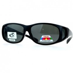 Oval Polarized 55mm Fit Over OTG Oval Rectangular Sunglasses - All Black - CY12N2G06GU $8.74