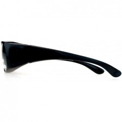 Oval Polarized 55mm Fit Over OTG Oval Rectangular Sunglasses - All Black - CY12N2G06GU $8.74