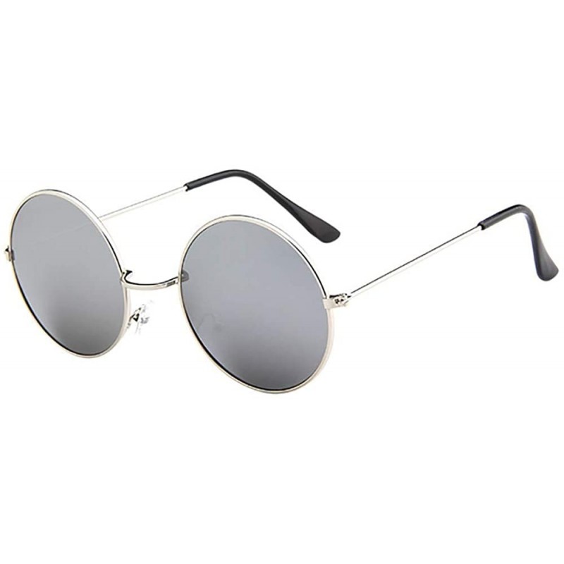 Oversized Women Men Vintage Casual Sun Glasses Unisex Driving Round Metal Frame Sunglasses Eyewear - G - C818STWUNT4 $7.34
