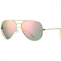 Wayfarer Classic Polarized Aviator Sunglasses for Men and Women UV400 Protection - Gold Frame/Apple Pink Mirrored Lens - CV19...