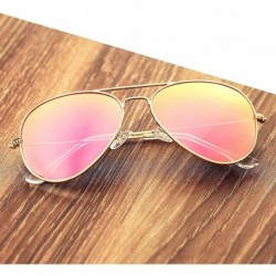 Wayfarer Classic Polarized Aviator Sunglasses for Men and Women UV400 Protection - Gold Frame/Apple Pink Mirrored Lens - CV19...