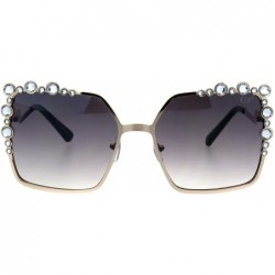 Butterfly Womens Rhinestone Sparkling Rectangular Butterfly Metal Rim Sunglasses - Gold Smoke - C418I4G5HIX $11.19